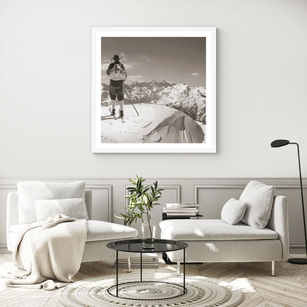 Poster in einem weißen Rahmen - Und die Berge bleiben unverändert - 60x60 cm