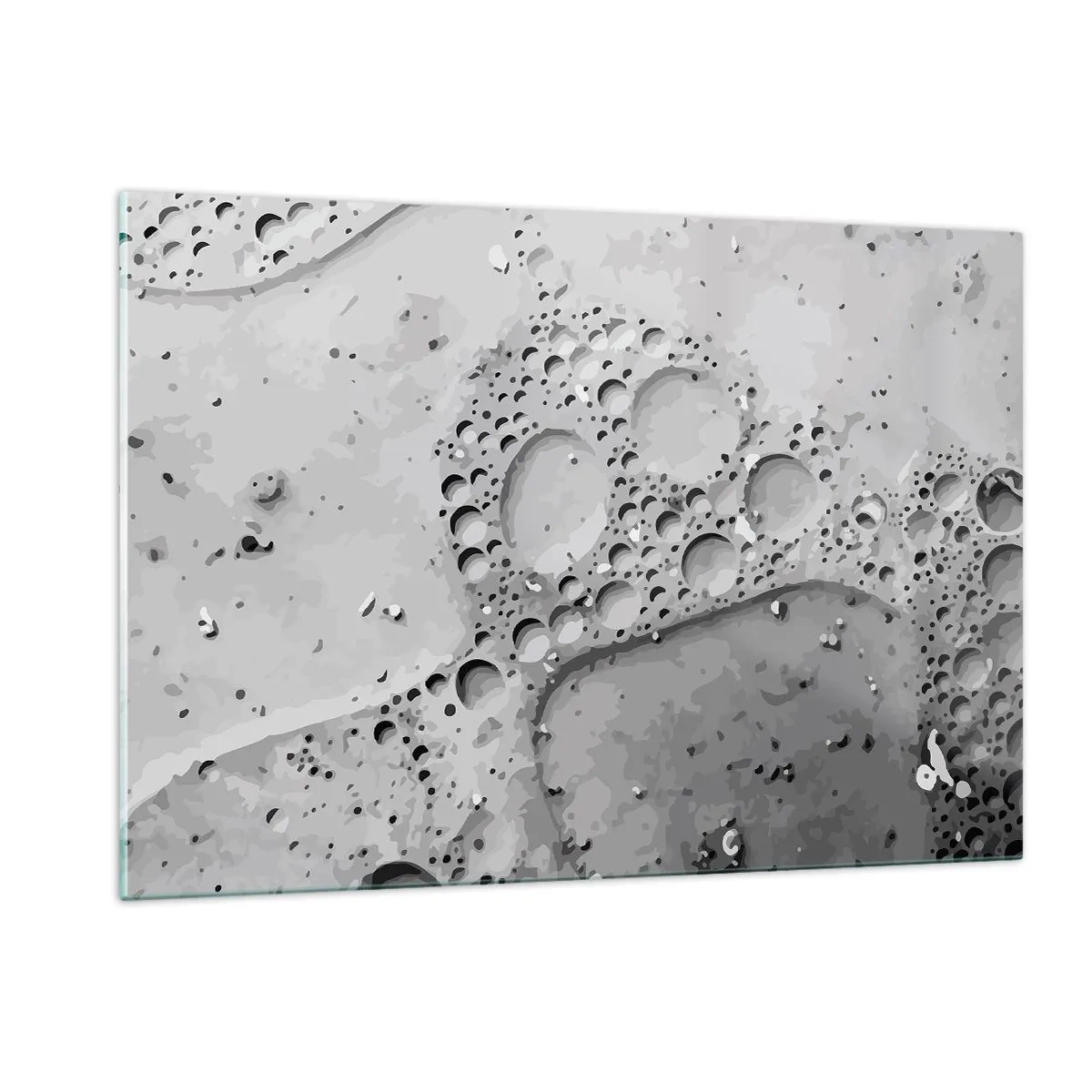 Glasbild - Bild auf glas - Abstraktes Blasenmuster auf der Oberfläche in Grautönen - 120x80cm - Schaumpfad - Moderne Wanddekoration für Wohnzimmer und Schlafzimmer ARTTOR