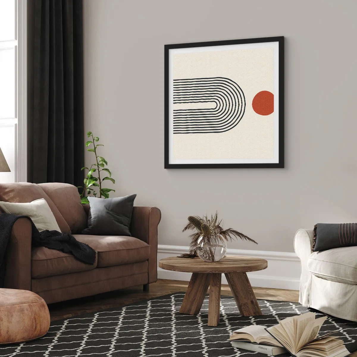 Poster in einem schwarzem Rahmen - Magnetismus von Formen und Farben - 40x40 cm