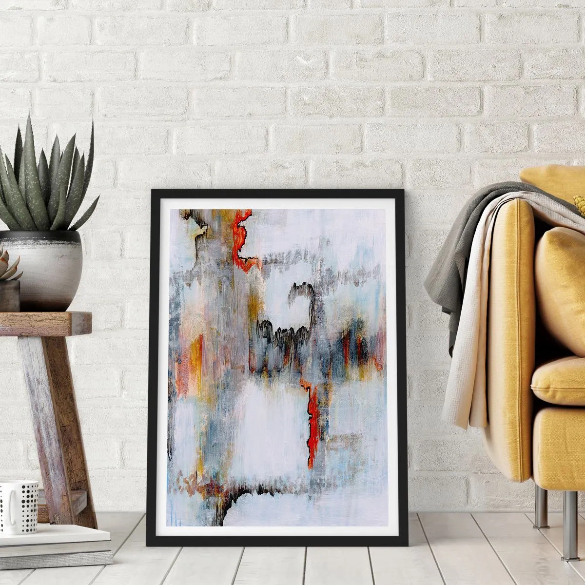 Poster in einem schwarzem Rahmen - Ein Stock auf dem Wasser - 40x50 cm