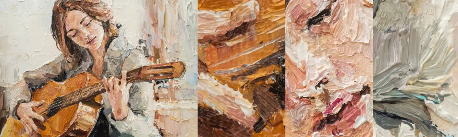 Fototapetenmuster Standard Eco - Konzert für Gitarre und Mädchenherz - Gitarre, Musik, Mädchen - 100x30 cm