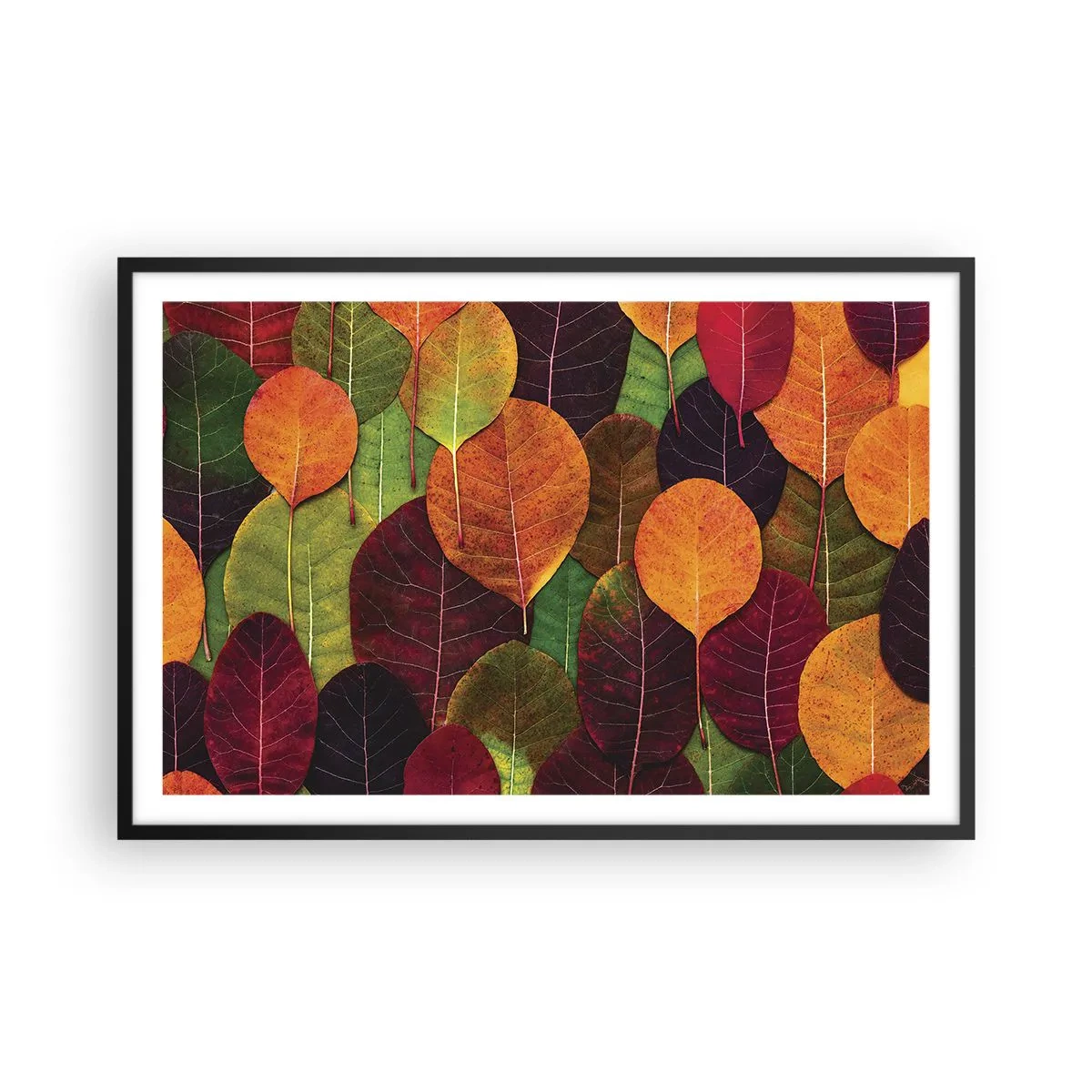 Poster in einem schwarzem Rahmen - Herbstmosaik - 91x61 cm