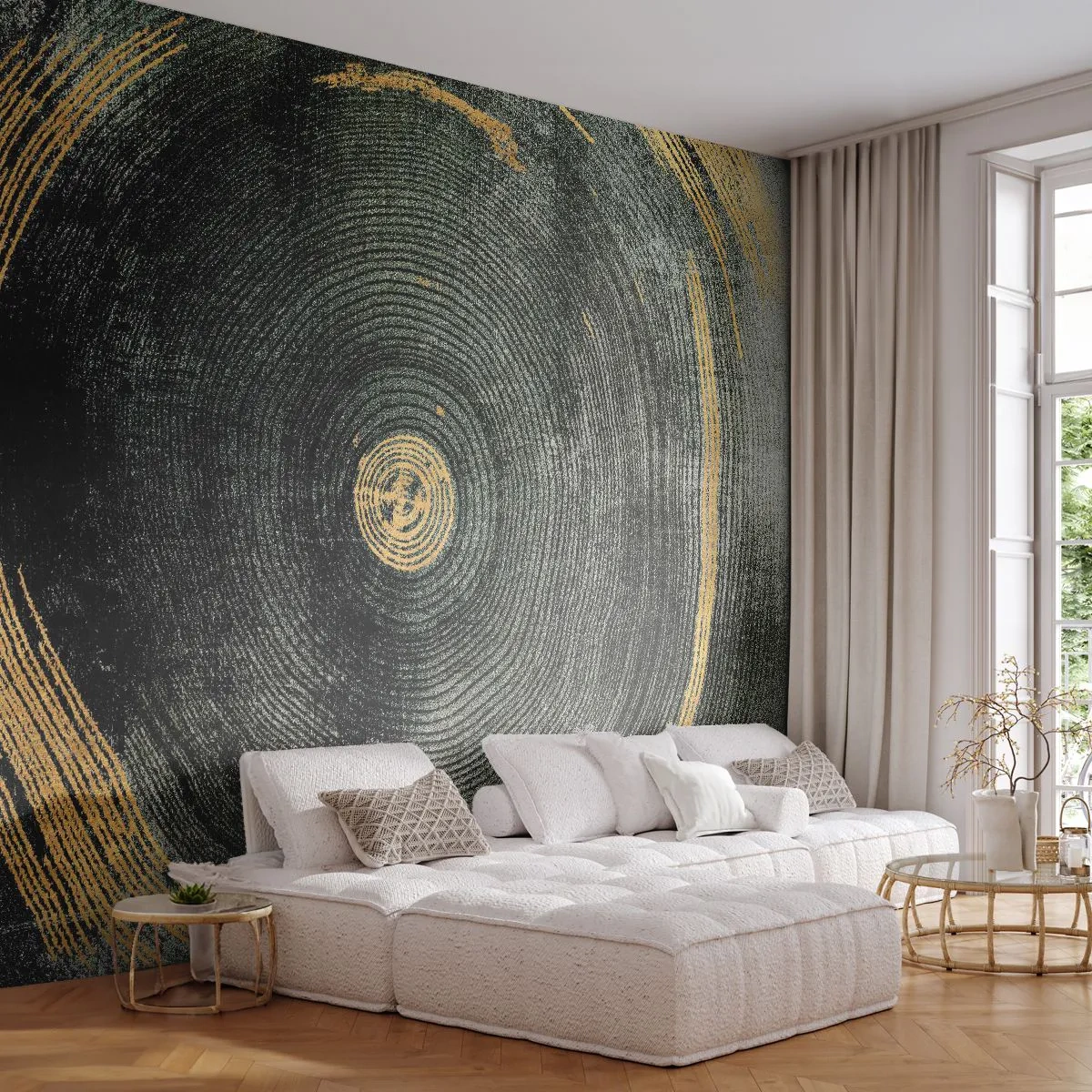 Fototapete Premium Canvas - Veränderung und Beständigkeit - Dunkel, Holz, Art Deco - 500x350 cm