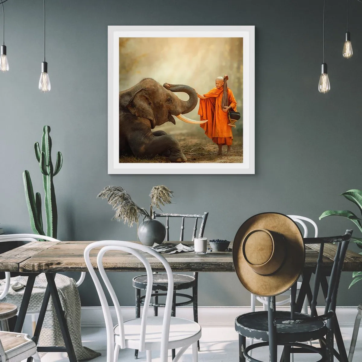 Poster in einem weißen Rahmen - Treffen unterwegs - 60x60 cm