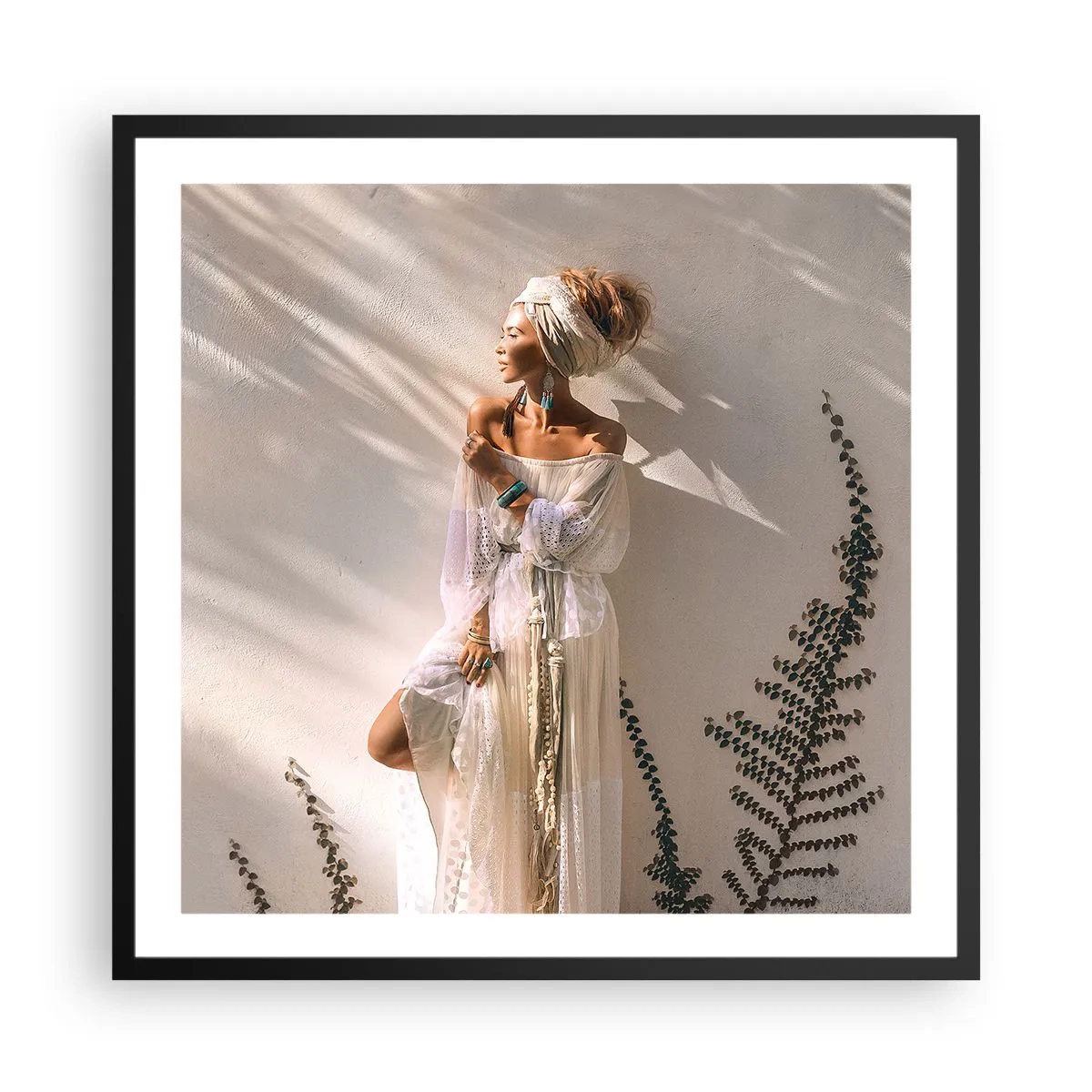 Poster in einem schwarzem Rahmen - Die Sonne und das Mädchen - 60x60 cm