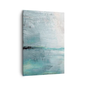 Bild auf Leinwand - Leinwandbild - Abstraktion in Türkis- und Grautönen - 50x70cm - Horizontal in Blau - Moderne Wanddekoration für Wohnzimmer und Schlafzimmer ARTTOR