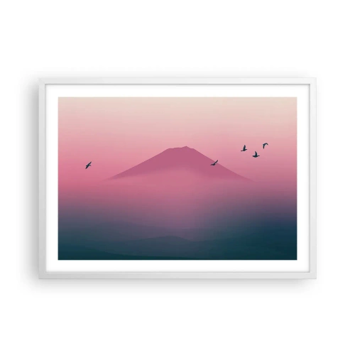 Poster in einem weißen Rahmen - Wanderer über den Wolken - 70x50 cm