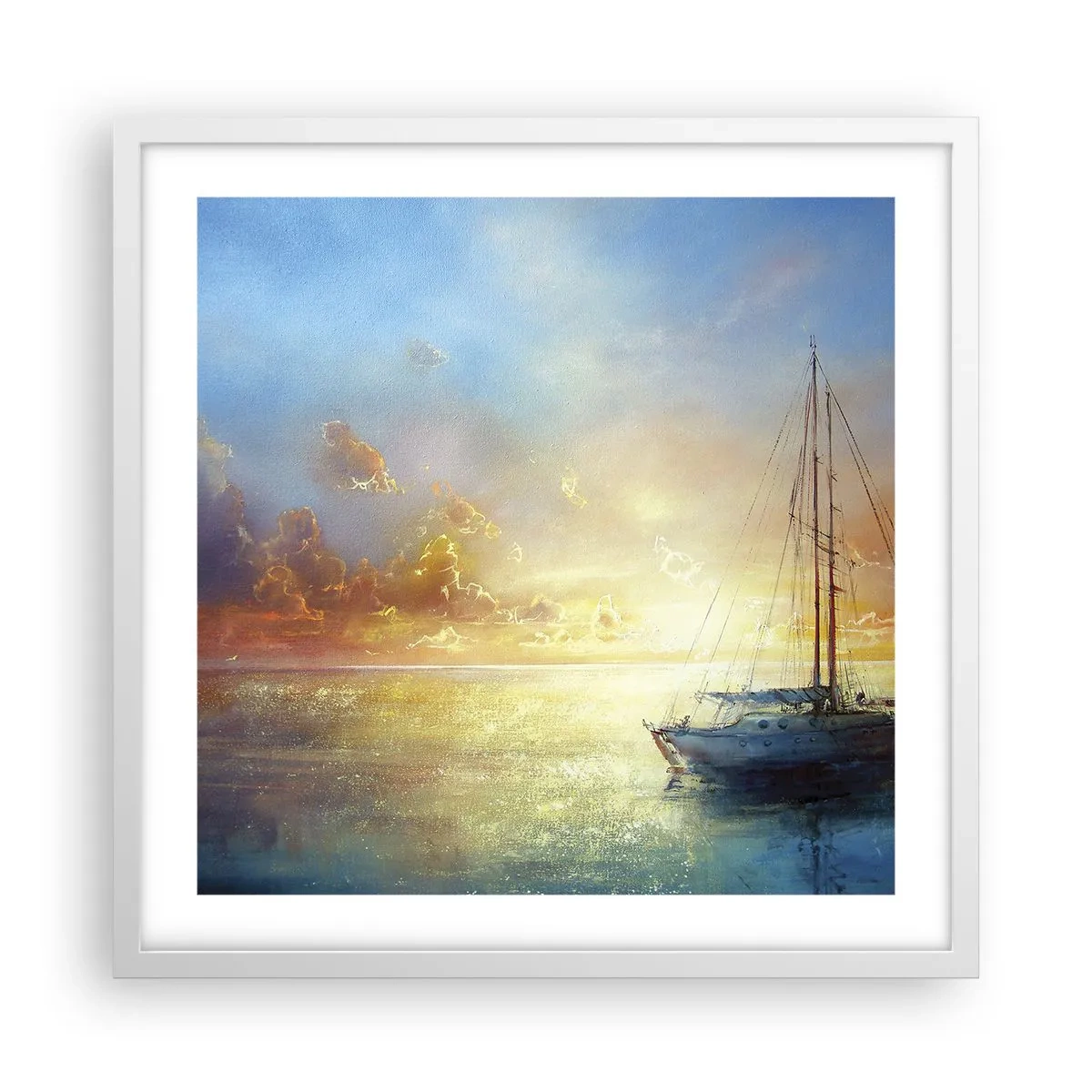 Poster in einem weißen Rahmen - In einer goldenen Bucht - 50x50 cm