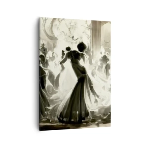 Bild auf Leinwand - Leinwandbild - Ball im Retro-Stil in Schwarz und Weiß - 50x70cm - Die große Maskerade - Moderne Wanddekoration für Wohnzimmer und Schlafzimmer ARTTOR