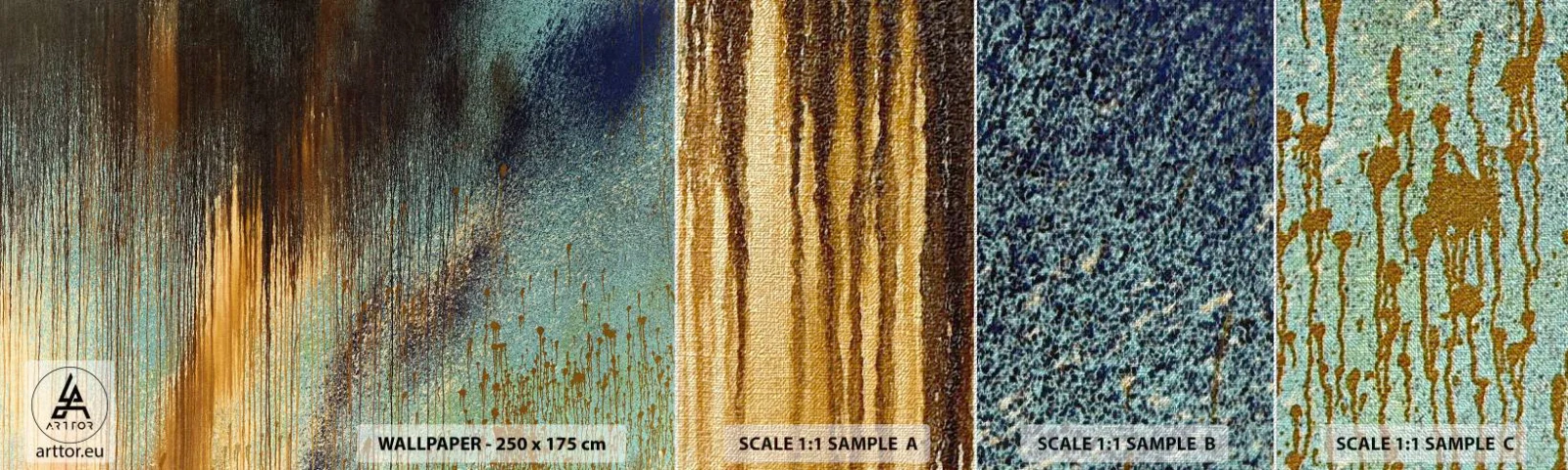 Fototapeten Muster Premium Canvas - Eine nicht zufällige farbenfrohe Komposition - Abstraktion, Industriell, Malen - 100x30 cm