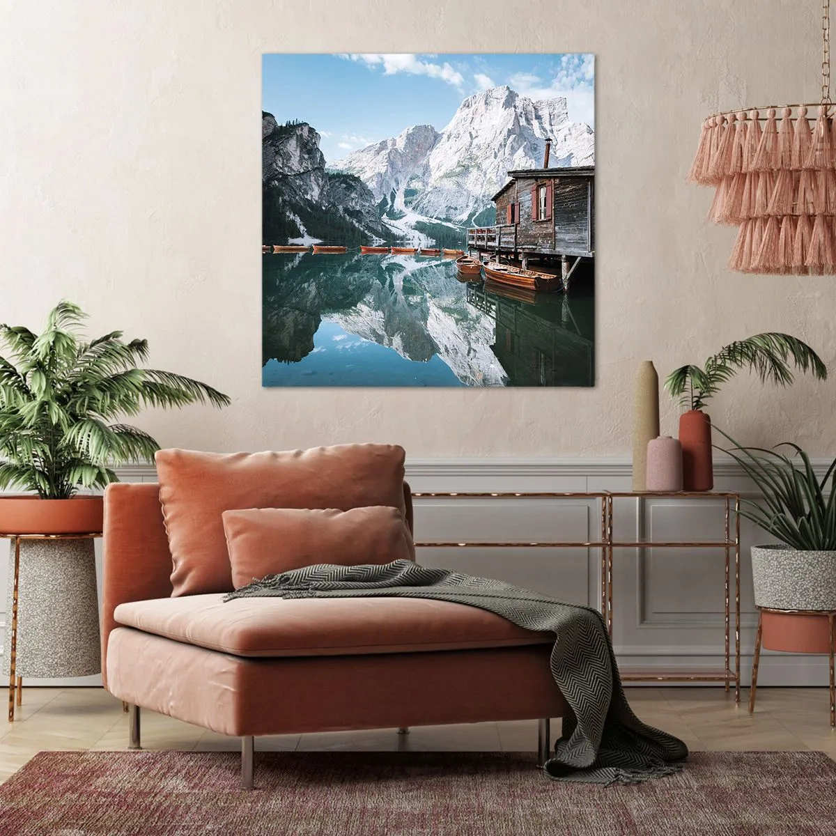 Bild auf Leinwand - Leinwandbild - Kristallklarer Bergmorgen - 50x50 cm