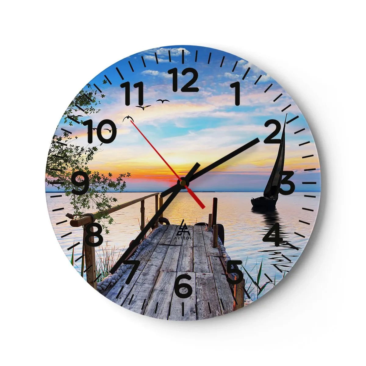 Wanduhr - Glasuhr - Guten Abend - 30x30 cm