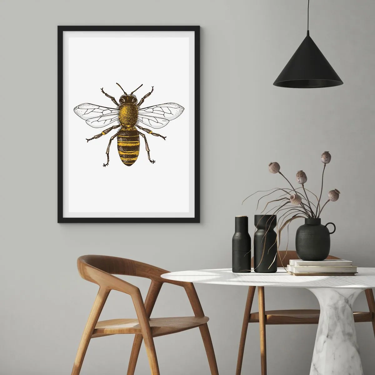 Poster in einem schwarzem Rahmen - Schön und gut - 30x40 cm