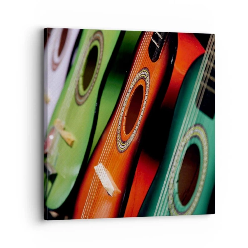 Bild auf Leinwand - Leinwandbild - Die Gitarre hat viele Farben - 30x30 cm