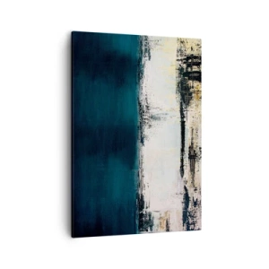 Bild auf Leinwand - Leinwandbild - Abstrakte horizontale Komposition in Marineblau- und Weißtönen - 50x70cm - Horizontale Komposition - Moderne Wanddekoration für Wohnzimmer und Schlafzimmer ARTTOR