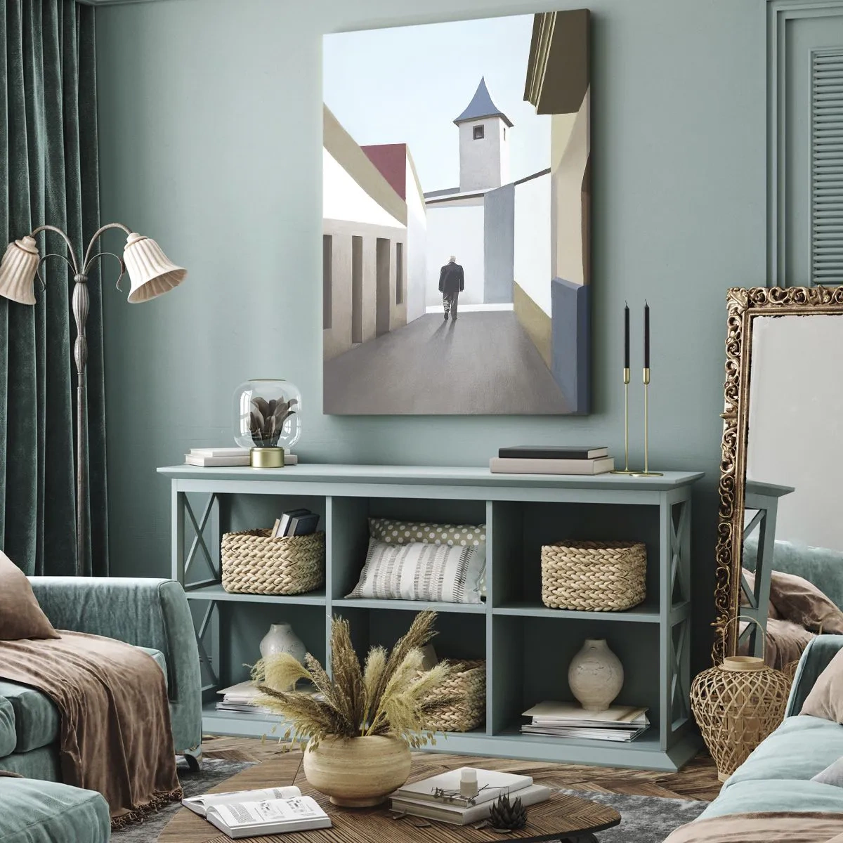 Bild auf Leinwand - Leinwandbild - Sonniger Spaziergang - 65x120 cm