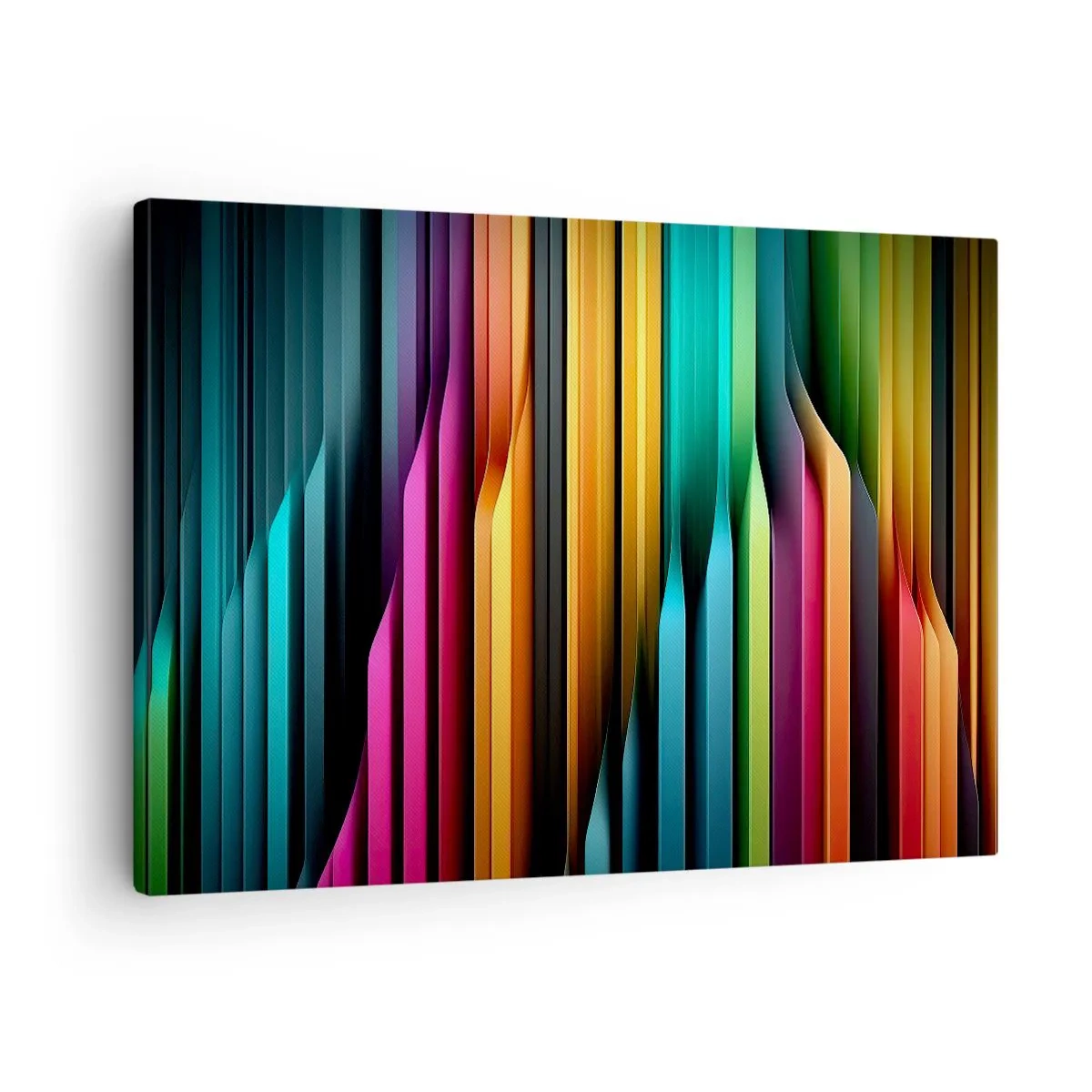 Bild auf Leinwand - Leinwandbild - Bunte vertikale Linien erzeugen eine dynamische Abstraktion. - 70x50cm - Lichtorgan - Moderne Wanddekoration für Wohnzimmer und Schlafzimmer ARTTOR