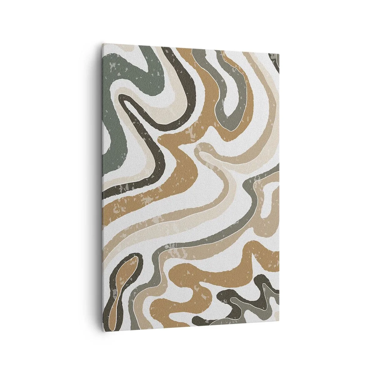 Bild auf Leinwand - Leinwandbild - Erdige Muster in Braun- und Grüntönen - 70x100cm - Mäander in Erdfarben - Moderne Wanddekoration für Wohnzimmer und Schlafzimmer ARTTOR