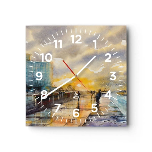Wanduhr - Glasuhr - Leben am Ufer - 40x40 cm