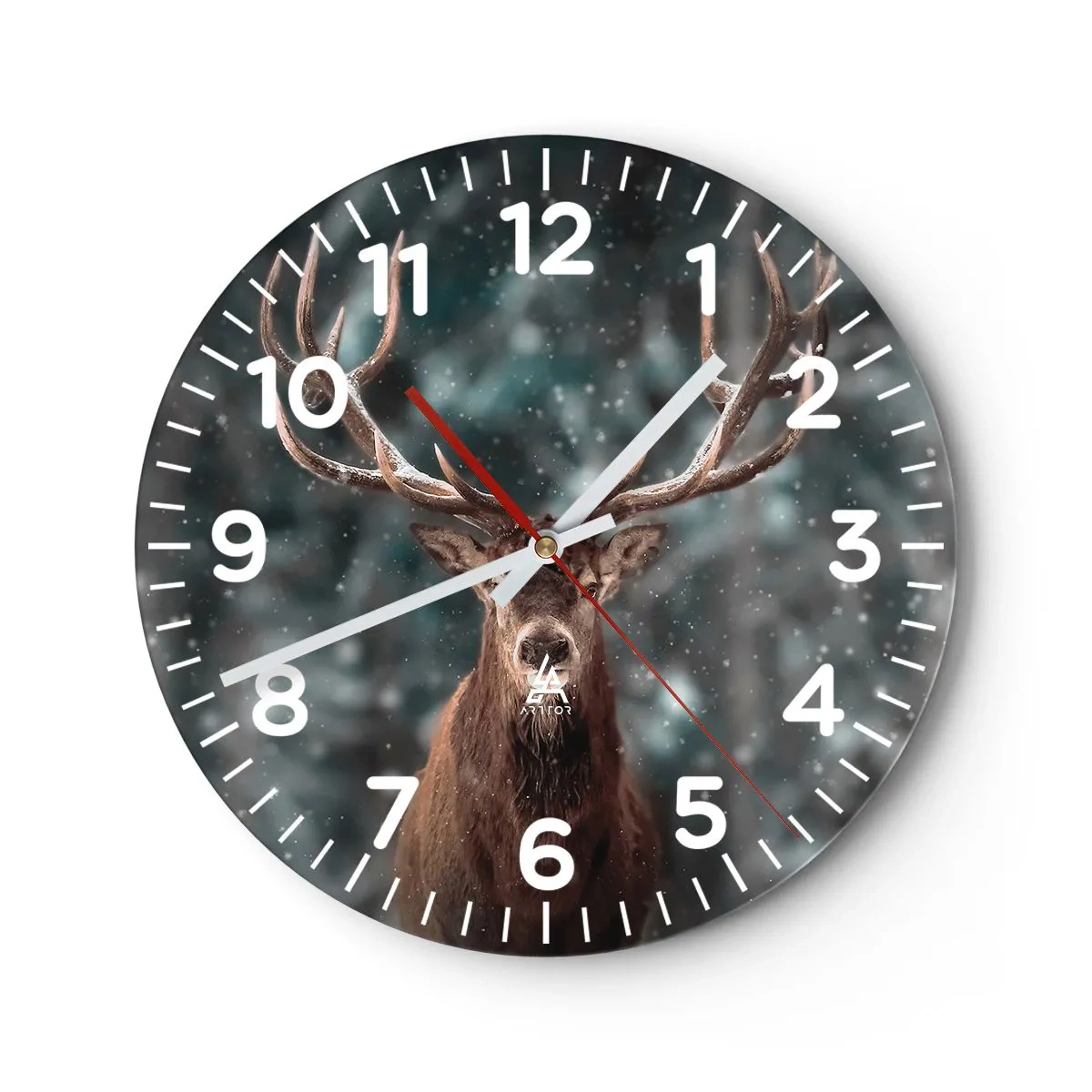 Wanduhr - Glasuhr - Gekrönter König des Waldes - 40x40 cm