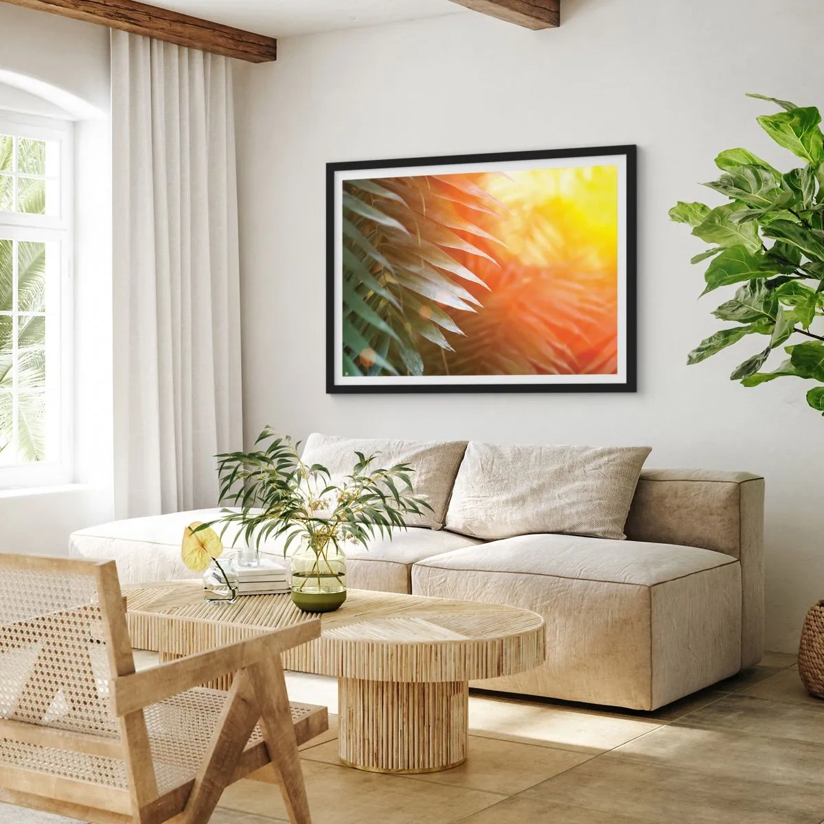 Poster in einem schwarzem Rahmen - Morgen im Dschungel - 50x40 cm