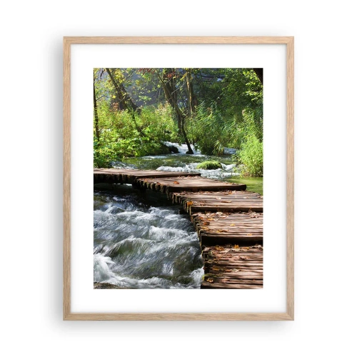 Poster in einem Rahmen aus heller Eiche - Über der schaumigen Kaskade - 40x50 cm