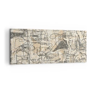Bild auf Leinwand - Leinwandbild - Abstrakte Muster und Linien auf beigem Hintergrund - 120x50cm - Es wartet darauf, entschlüsselt zu werden - Moderne Wanddekoration für Wohnzimmer und Schlafzimmer ARTTOR