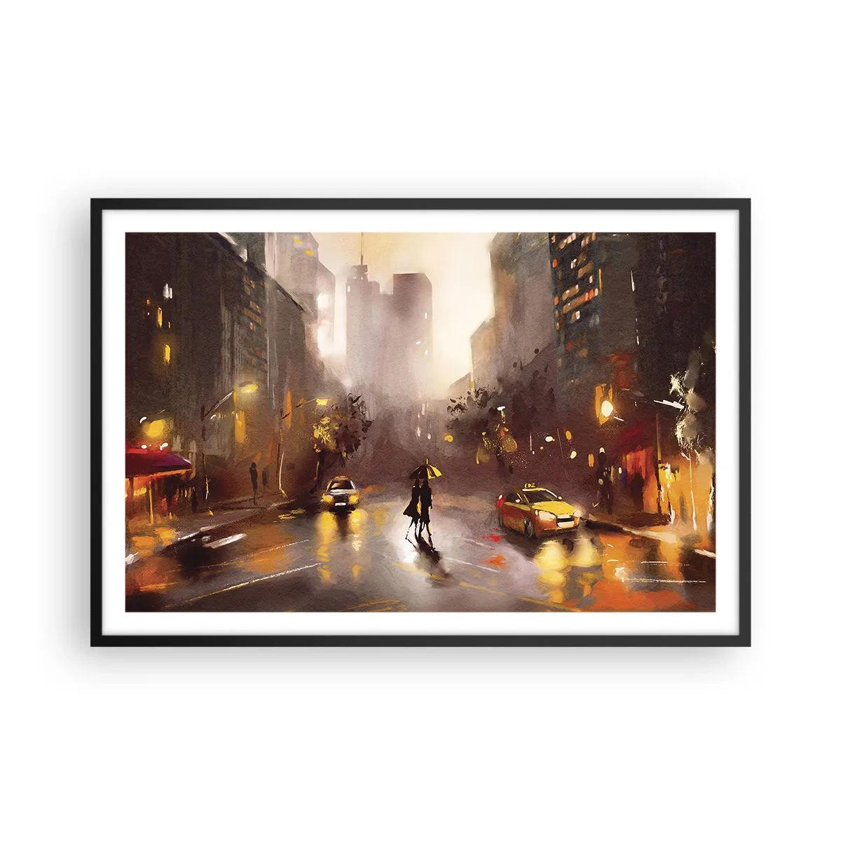 Poster in einem schwarzem Rahmen - Im Licht von New York - 91x61 cm