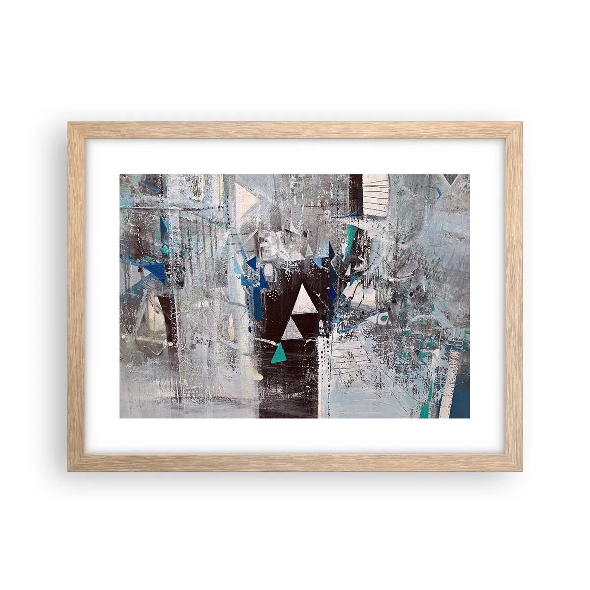 Poster in einem Rahmen aus heller Eiche - Überschreibende Reihenfolge der Dreiecke - 40x30 cm