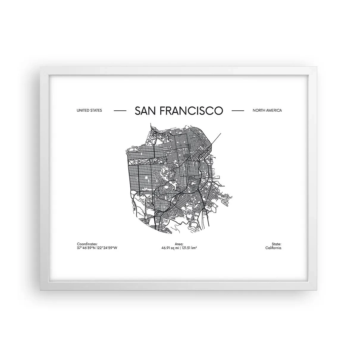 Poster in einem weißen Rahmen - Anatomie von San Francisco - 50x40 cm