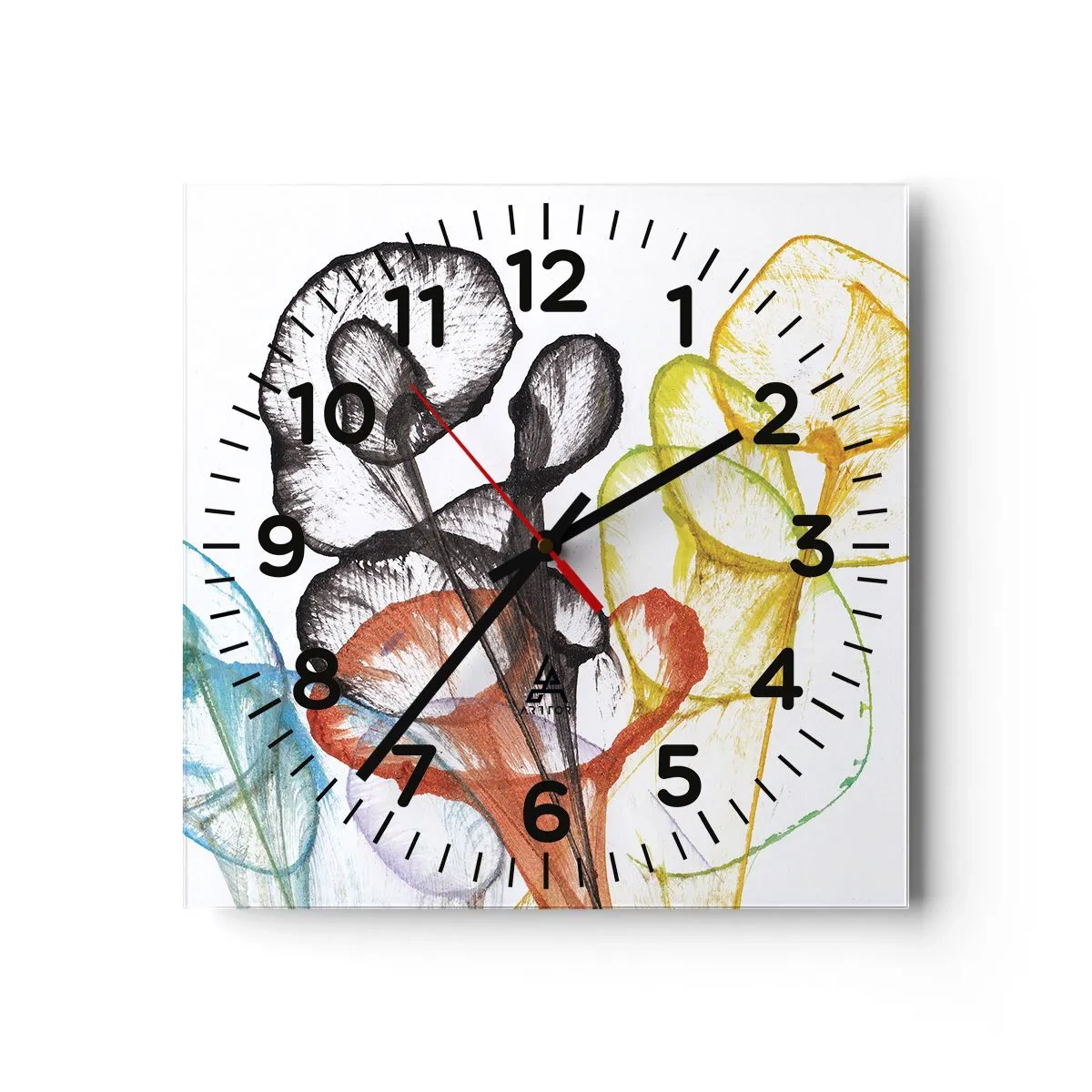 Wanduhr - Glasuhr - Blumen mit Seele - 30x30 cm