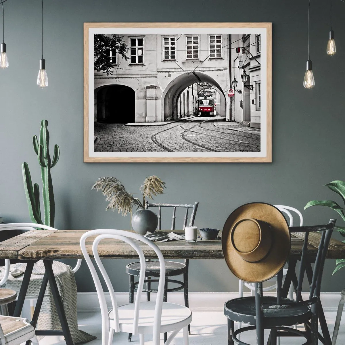 Poster in einem Rahmen aus heller Eiche - Durch das Stadtlabyrinth - 50x40 cm