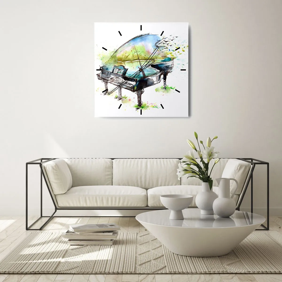 Wanduhr - Glasuhr - Von Musik verzaubert - 40x40 cm