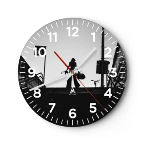 Wanduhr - Glasuhr - Städtisches Wandern - 40x40 cm