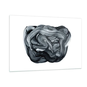 Glasbild - Bild auf glas - Schwarz-weiße Pinselstrich-Abstraktion - 120x80cm - Es ist nicht so einfach - Moderne Wanddekoration für Wohnzimmer und Schlafzimmer ARTTOR