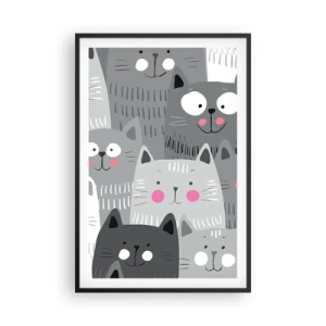 Poster in einem schwarzem Rahmen - Katzenwelt - 61x91 cm