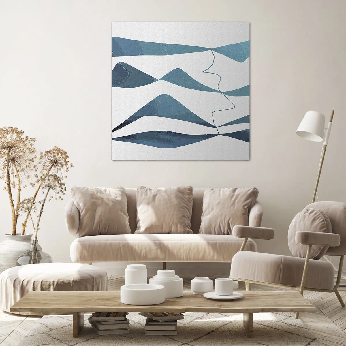 Bild auf Leinwand - Leinwandbild - Abstraktion: türkisfarbene Verbindung - 60x60 cm