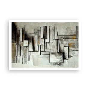 Poster - Abstrakte Rechtecke in Grau- und Schwarztönen - 100x70cm - Kraft der Einfachheit - Moderne Wanddekoration für Wohnzimmer und Schlafzimmer ARTTOR