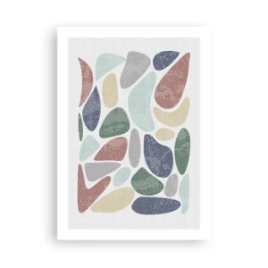 Poster - Abstrakte Steine in Pastelltönen - 50x70cm - Mosaik aus pulverförmigen Farben - Moderne Wanddekoration für Wohnzimmer und Schlafzimmer ARTTOR