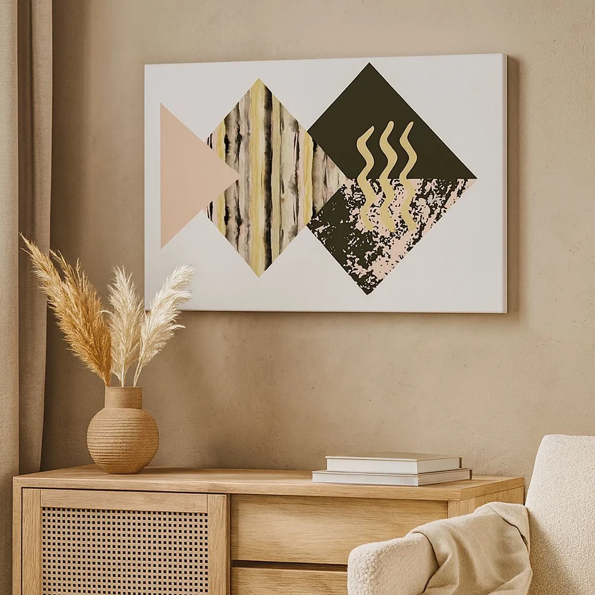 Bild auf Leinwand - Leinwandbild - Geometrische Formen mit abstrakten Mustern - 70x50cm - Es ist nicht so einfach - Moderne Wanddekoration für Wohnzimmer und Schlafzimmer ARTTOR