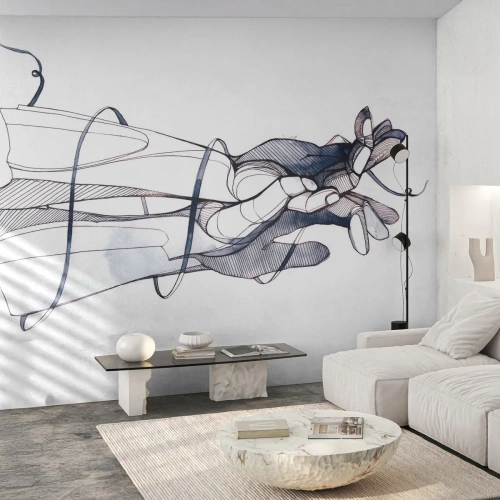 Fototapete Standard Eco - Künstlerische Zeichnung einer Hand mit einer Blume im abstrakten Stil - 100x70cm - Touch-Studie - Moderne Wanddekoration für Wohnzimmer und Schlafzimmer ARTTOR