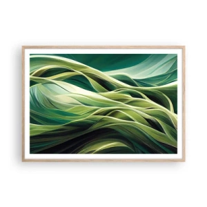 Poster in einem Rahmen aus heller Eiche - Abstraktes grünes Spiel - 100x70 cm