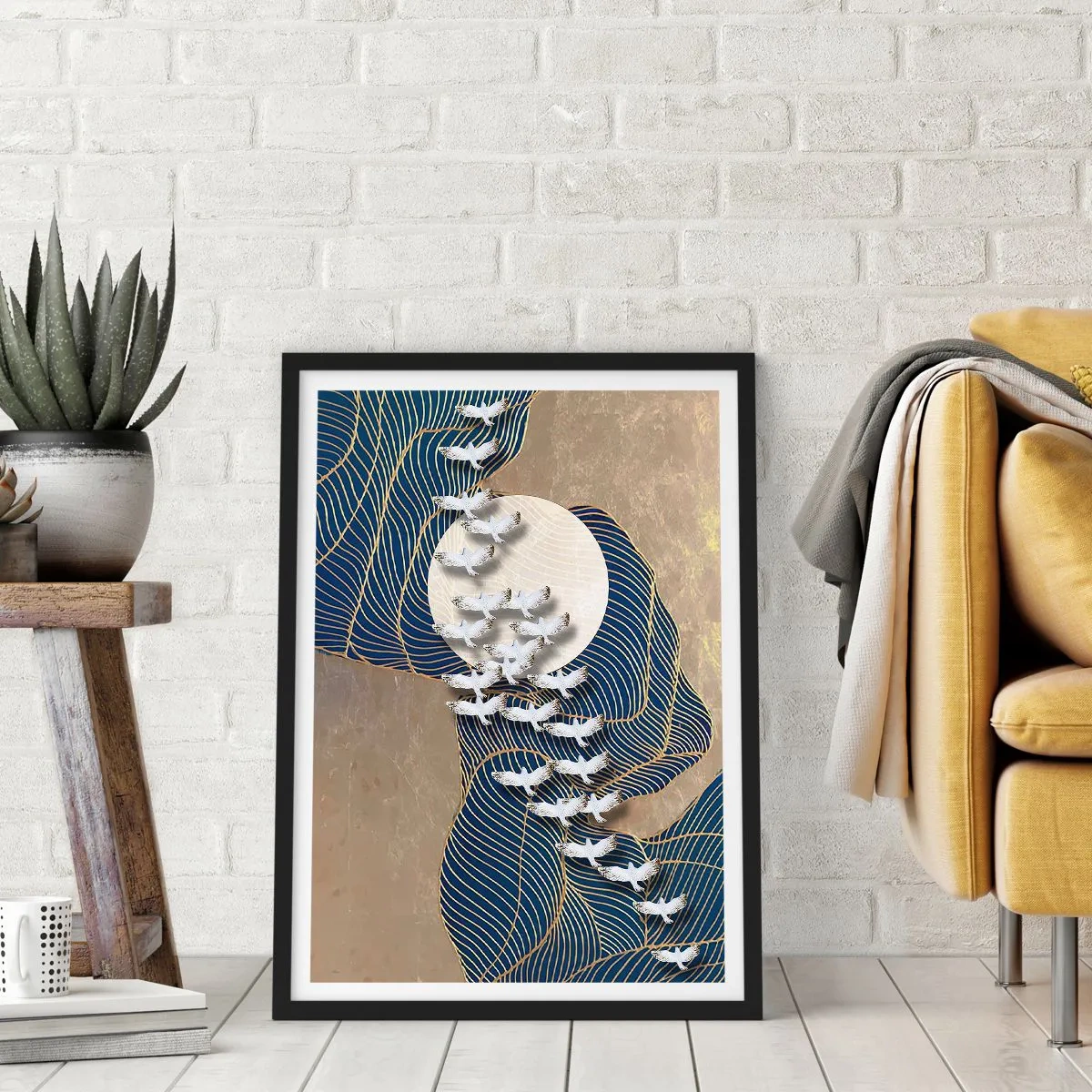 Poster in einem schwarzem Rahmen - Freiheit, Wandern, Gemeinschaft - 30x40 cm