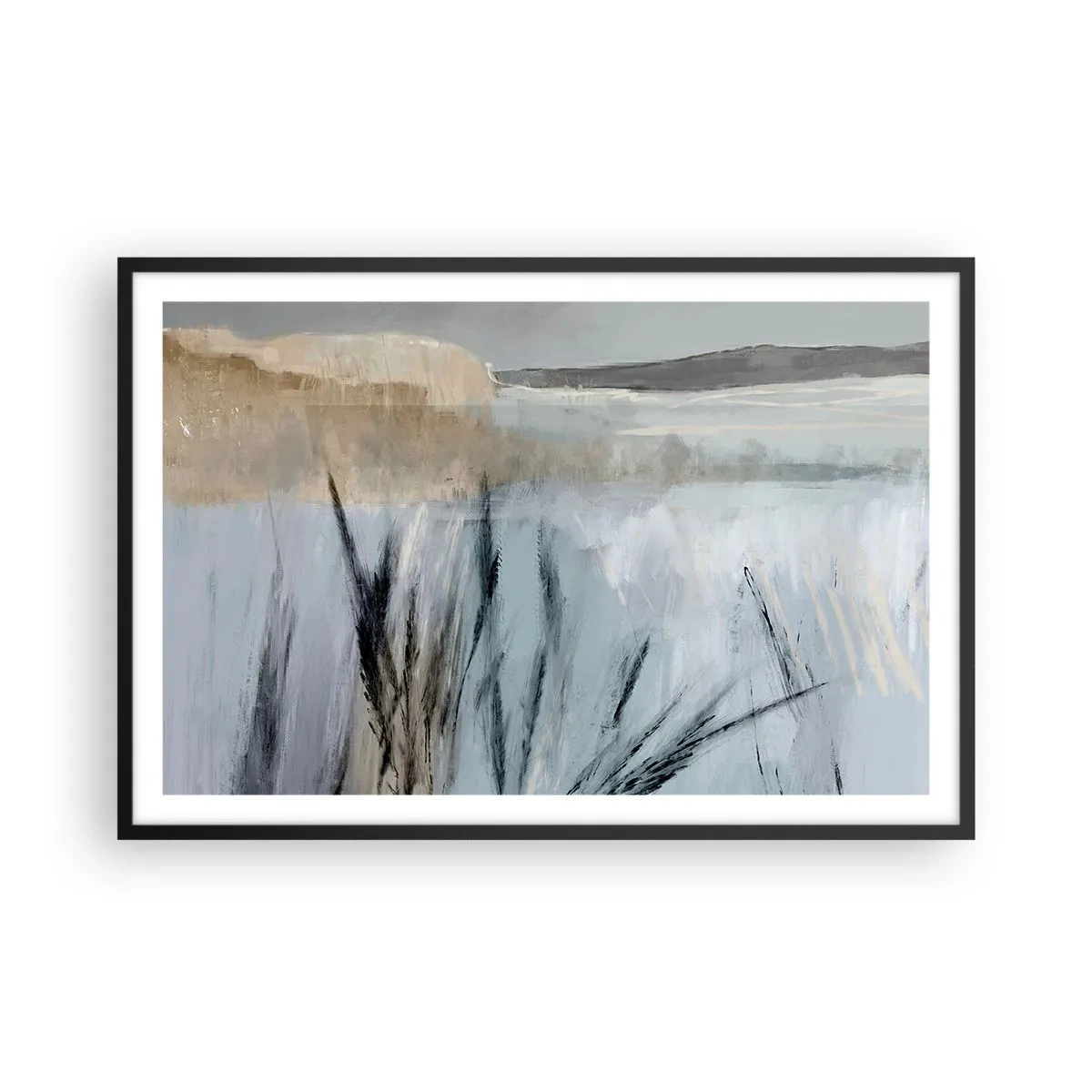 Poster in einem schwarzem Rahmen - Winterfelder - 91x61 cm