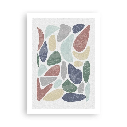 Poster - Abstrakte Steine in Pastelltönen - 50x70cm - Mosaik aus pulverförmigen Farben - Moderne Wanddekoration für Wohnzimmer und Schlafzimmer ARTTOR
