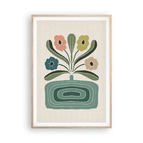 Poster in einem Rahmen aus heller Eiche - Symmetrischer Strauß - 70x100 cm