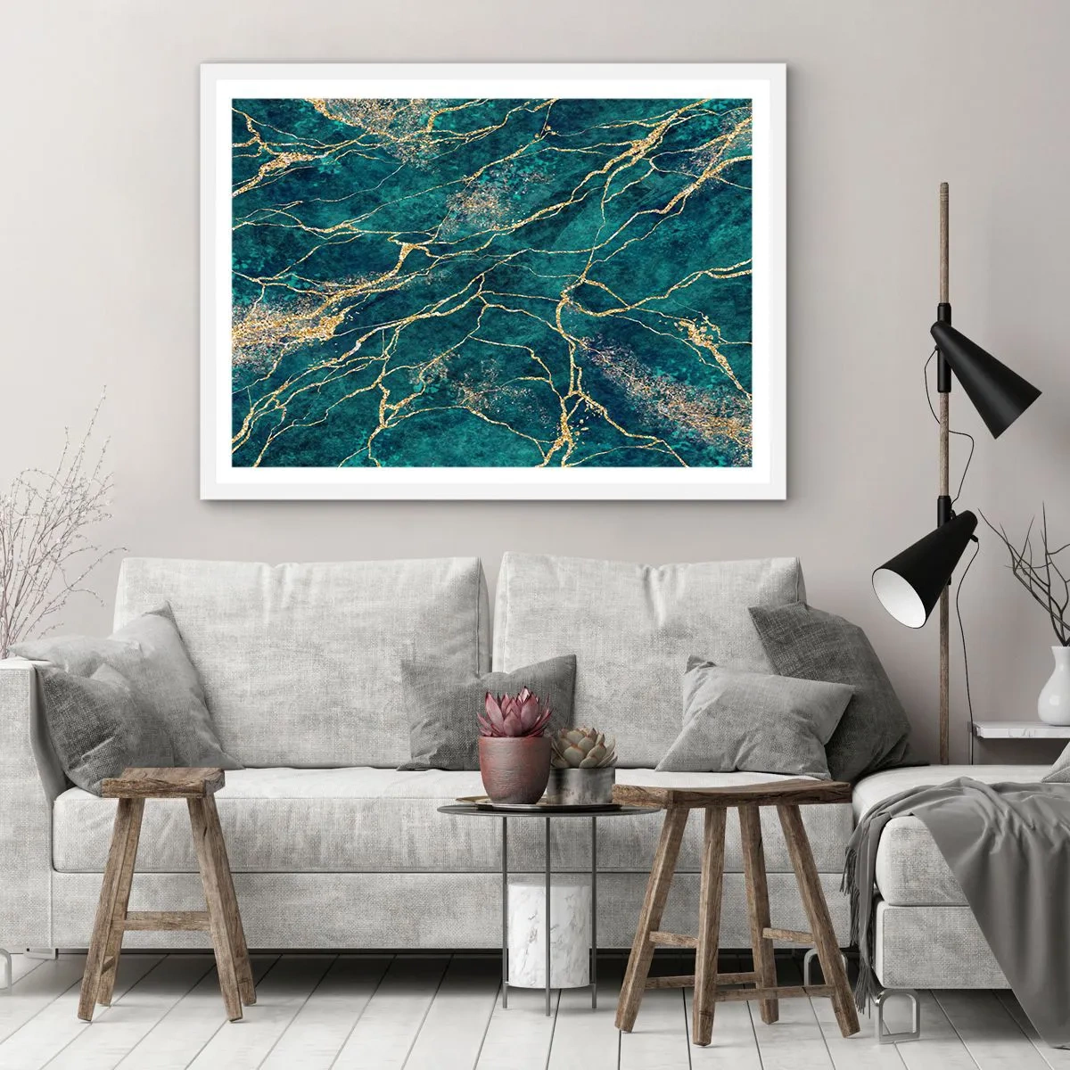 Poster in einem weißen Rahmen - Goldmine - 100x70 cm