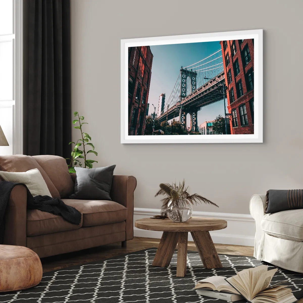 Poster in einem weißen Rahmen - Über den Wellen der Stadt - 40x30 cm
