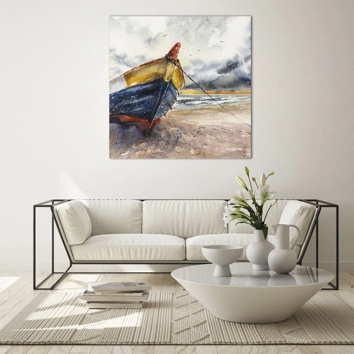 Glasbild - Bild auf glas - Erholung am Ufer - 70x70 cm