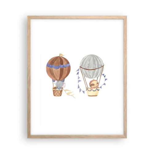 Poster in einem Rahmen aus heller Eiche - Freunde auf Reise - 40x50 cm